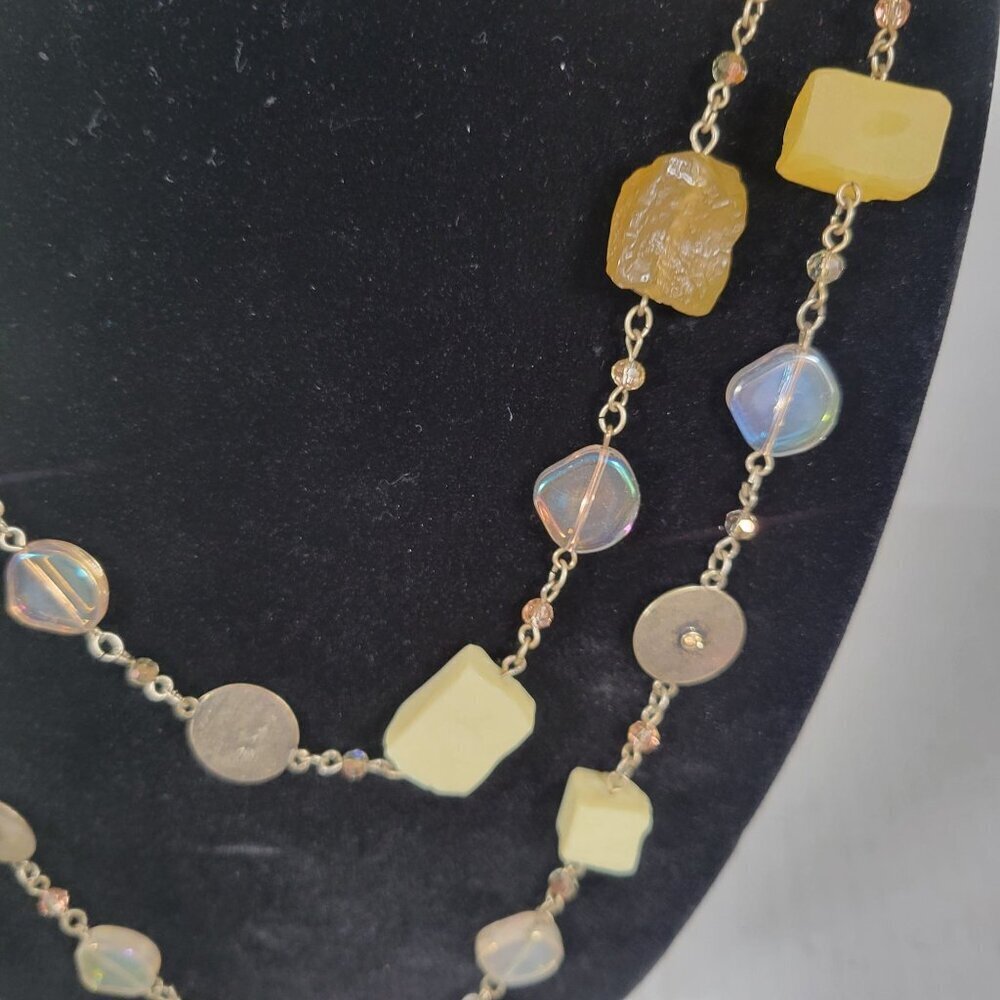 Chicos Long Silver-Tone Double Strand Layering Beaded Necklace - Picture 2 of 4